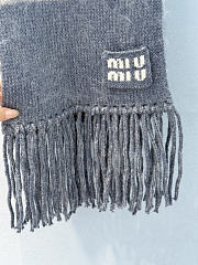 Miumiu Wool Scarf With Fringes Blue/Sky Blue - 3
