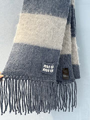 Miumiu Wool Scarf With Fringes Blue/Sky Blue - 2
