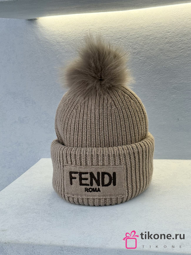 Fendi Hat Wool Beanie Dove Gray - 1