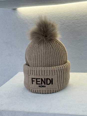 Fendi Hat Wool Beanie Dove Gray