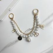 Dior Pearl Chain Bag Charm With CD Bee Pendant In Silver And Gold - 1