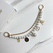 Dior Pearl Chain Bag Charm With CD Bee Pendant In Silver And Gold - 5