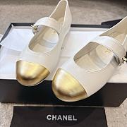 Chanel Mary Janes Lambskin White & Gold - 2