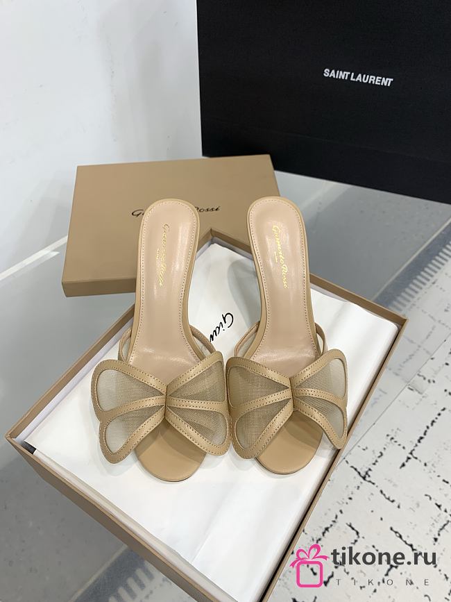 Gianvito Rossi Ilia 75 Mesh Trimmed Sandals Beige - 1