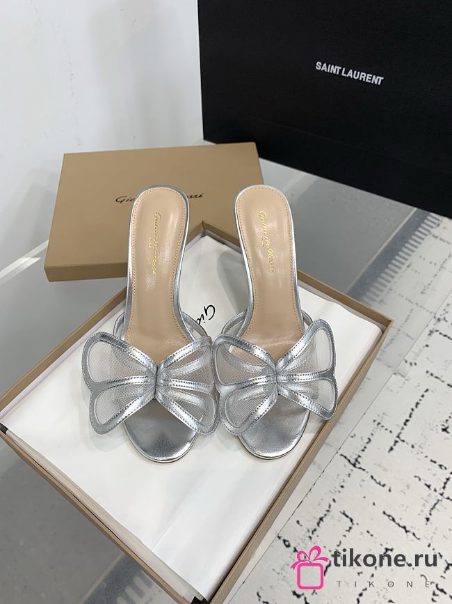 Gianvito Rossi Ilia 75 Mesh Trimmed Sandals Sillver - 1