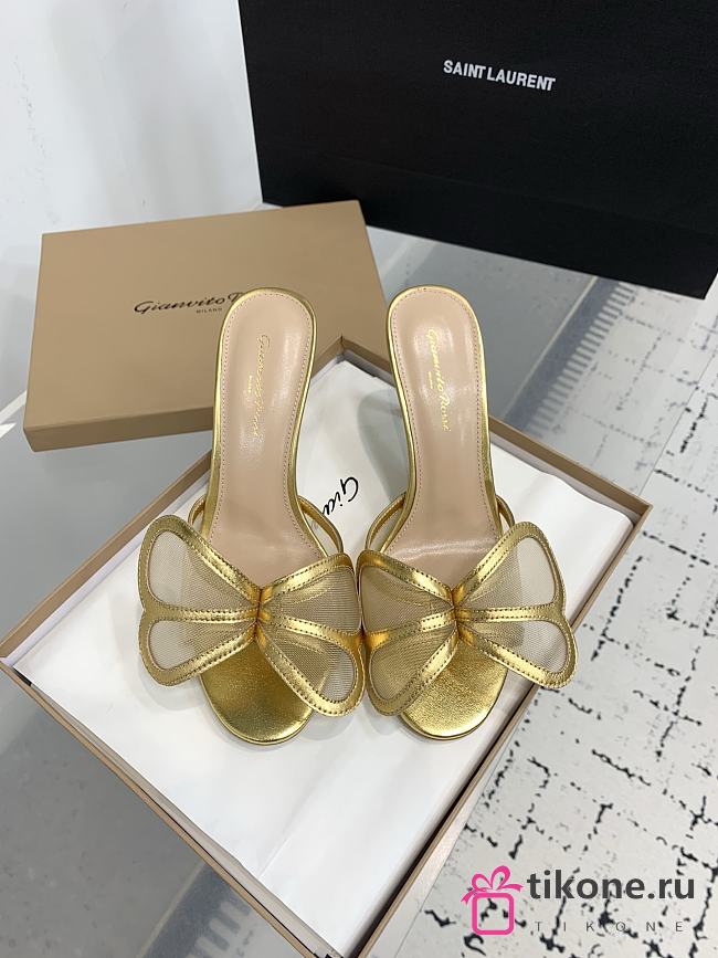 Gianvito Rossi Ilia 75 Mesh Trimmed Sandals Gold - 1