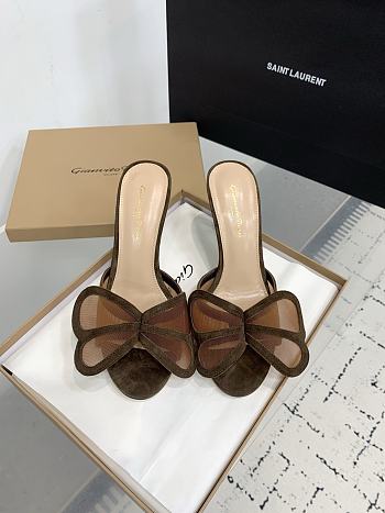 Gianvito Rossi Ilia 75 Mesh Trimmed Suede Sandals Brown