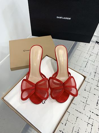 Gianvito Rossi Ilia 75 Mesh Trimmed Suede Sandals Red
