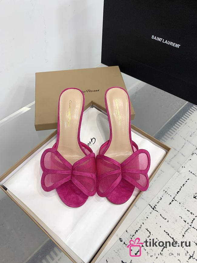 Gianvito Rossi Ilia 75 Mesh Trimmed Suede Sandals Pink - 1