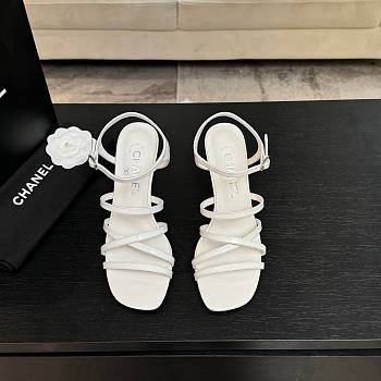 Chanel Sandals Patent Calfskin White 95mm