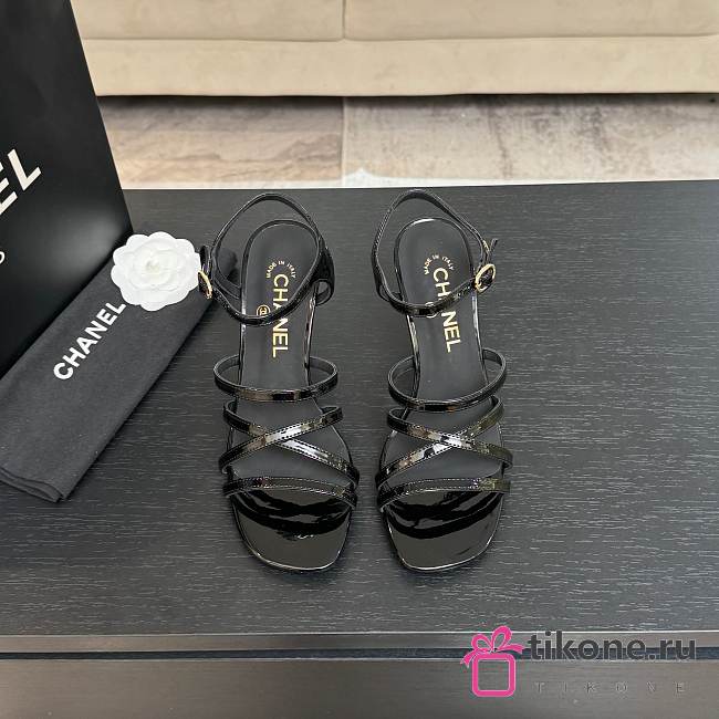 Chanel Sandals Patent Calfskin Black 95mm - 1