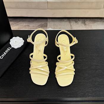 Chanel Sandals Patent Calfskin Light Yellow 95mm