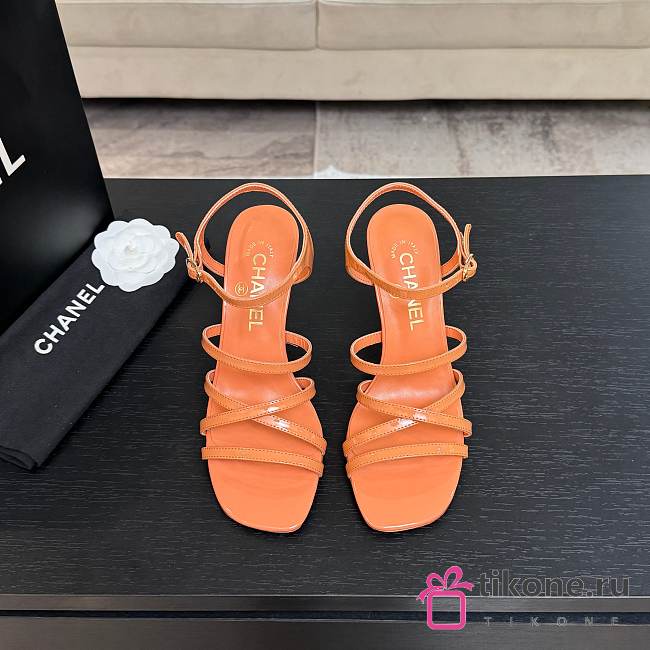 Chanel Sandals Patent Calfskin  Coral 95mm - 1