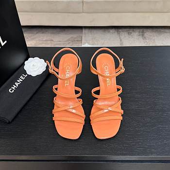 Chanel Sandals Patent Calfskin  Coral 95mm