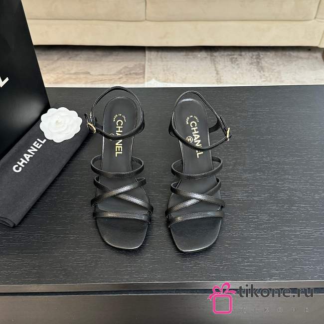 Chanel Sandals Calfskin Black 95mm  - 1