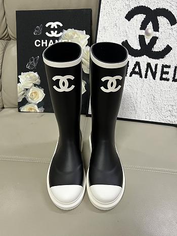 Chanel Rain Boots Black and White