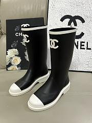 Chanel Rain Boots Black and White - 6