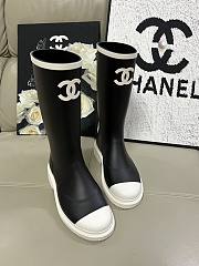 Chanel Rain Boots Black and White - 5