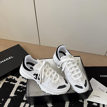 Chanel Sneakers Suede Calfskin Calfskin & Grosgrain White & Black