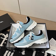 Chanel Sneakers Suede Calfskin Calfskin & Grosgrain Blue & Black - 3