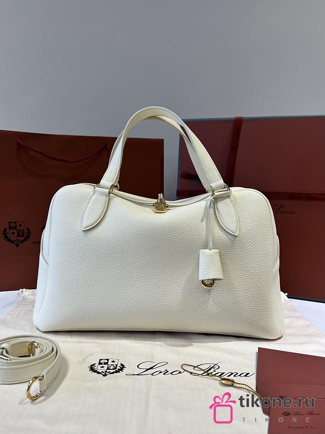 Loro Piana Medium Needle Bag Calfskin White - 40.5x20x20cm - 1