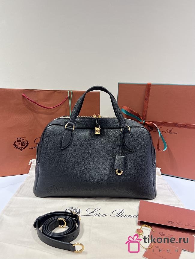 Loro Piana Medium Needle Bag Calfskin Black - 40.5x20x20cm - 1