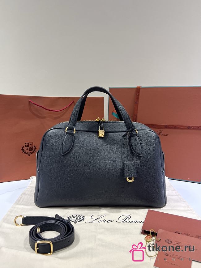 Loro Piana Medium Needle Bag Calfskin Blue - 40.5x20x20cm - 1