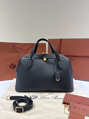 Loro Piana Medium Needle Bag Calfskin Blue - 40.5x20x20cm