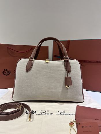 Loro Piana Medium Needle Bag Cotton Linen Caramel - 40.5x20x20cm