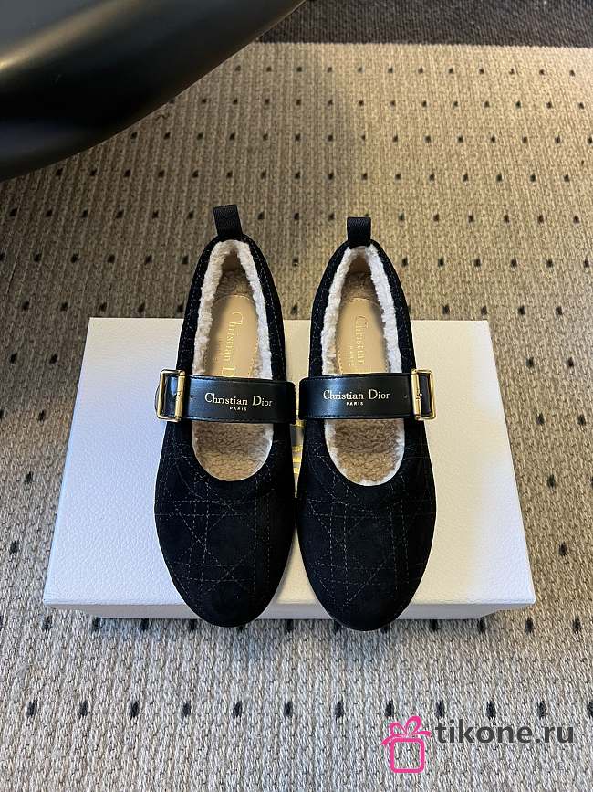 DiorAlps Dior Frost Ballet Flat Black Cannage Suede Calfskin - 1