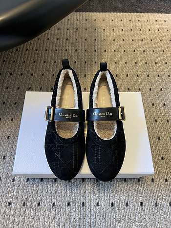 DiorAlps Dior Frost Ballet Flat Black Cannage Suede Calfskin