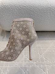 Dior Naughtily-D Heeled Ankle Boot Transparent Mesh Embroidered with Millefiori Motif in Nude Strass - 3