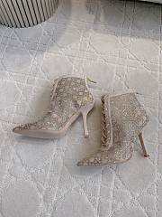 Dior Naughtily-D Heeled Ankle Boot Transparent Mesh Embroidered with Millefiori Motif in Nude Strass - 2