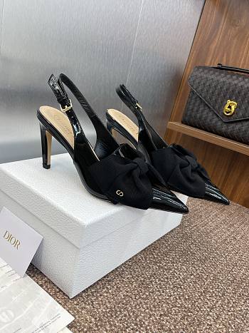 Diorissimo Slingback Pump Black Patent Calfskin and Grosgrain 8cm