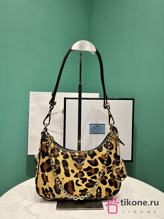 Honey Prada Re-Edition Mini Leopard Printed Leather Bag 1BC204 - 22x18x6cm - 1