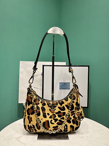 Honey Prada Re-Edition Mini Leopard Printed Leather Bag 1BC204 - 22x18x6cm
