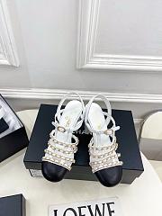 Chanel Slingbacks Shiny Lambskin White & Black 90mm - 2