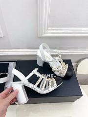 Chanel Slingbacks Shiny Lambskin White & Black 90mm - 4