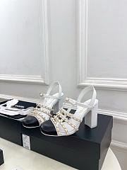 Chanel Slingbacks Shiny Lambskin White & Black 90mm - 3