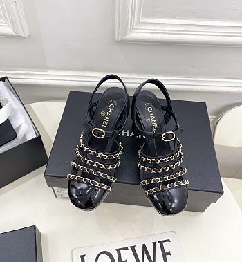 Chanel Slingbacks Lambskin & Patent Calfskin Black 90mm