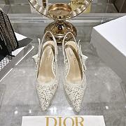 J'Adior Slingback Pump Transparent Mesh Embroidered with White Millefiori Motif 6.5cm - 1