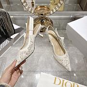J'Adior Slingback Pump Transparent Mesh Embroidered with White Millefiori Motif 6.5cm - 4