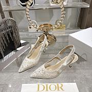 J'Adior Slingback Pump Transparent Mesh Embroidered with White Millefiori Motif 6.5cm - 2