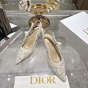 J'Adior Slingback Pump Transparent Mesh Embroidered with White Millefiori Motif 6.5cm - 5