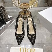 J'Adior Slingback Pump Transparent Mesh Embroidered with Black Millefiori Motif 6.5cm - 1