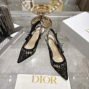 J'Adior Slingback Pump Transparent Mesh Embroidered with Black Millefiori Motif 6.5cm - 3