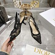 J'Adior Slingback Pump Transparent Mesh Embroidered with Black Millefiori Motif 6.5cm - 5