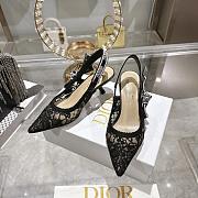 J'Adior Slingback Pump Transparent Mesh Embroidered with Black Millefiori Motif 6.5cm - 4