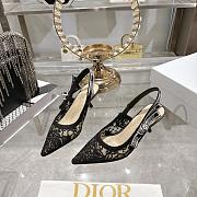 J'Adior Slingback Pump Transparent Mesh Embroidered with Black Millefiori Motif 6.5cm - 6
