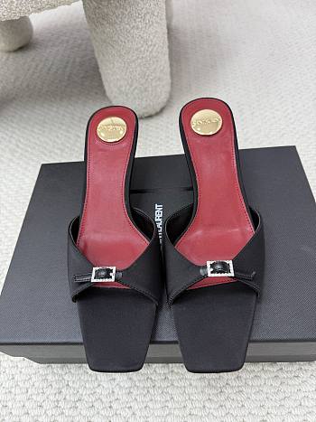  YSL Saint Laurent Daisy 5 Mules In Satin Crepe In Black 